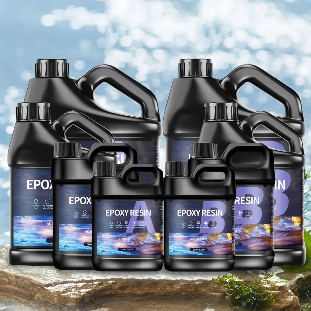 AB epoxy glue, 250ml and 500ml,1000ml offers high transparency, fast drying, and high hardness. It's a DIY material for making epoxy jewelry.