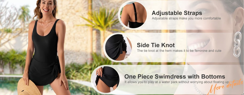 SunnieSlay - One-Piece-Swimdress for Women with Tummy Control