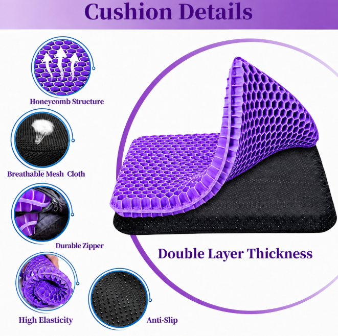 ✨ Ergonomic Silicone Seat Cushion – Relief You Can Feel