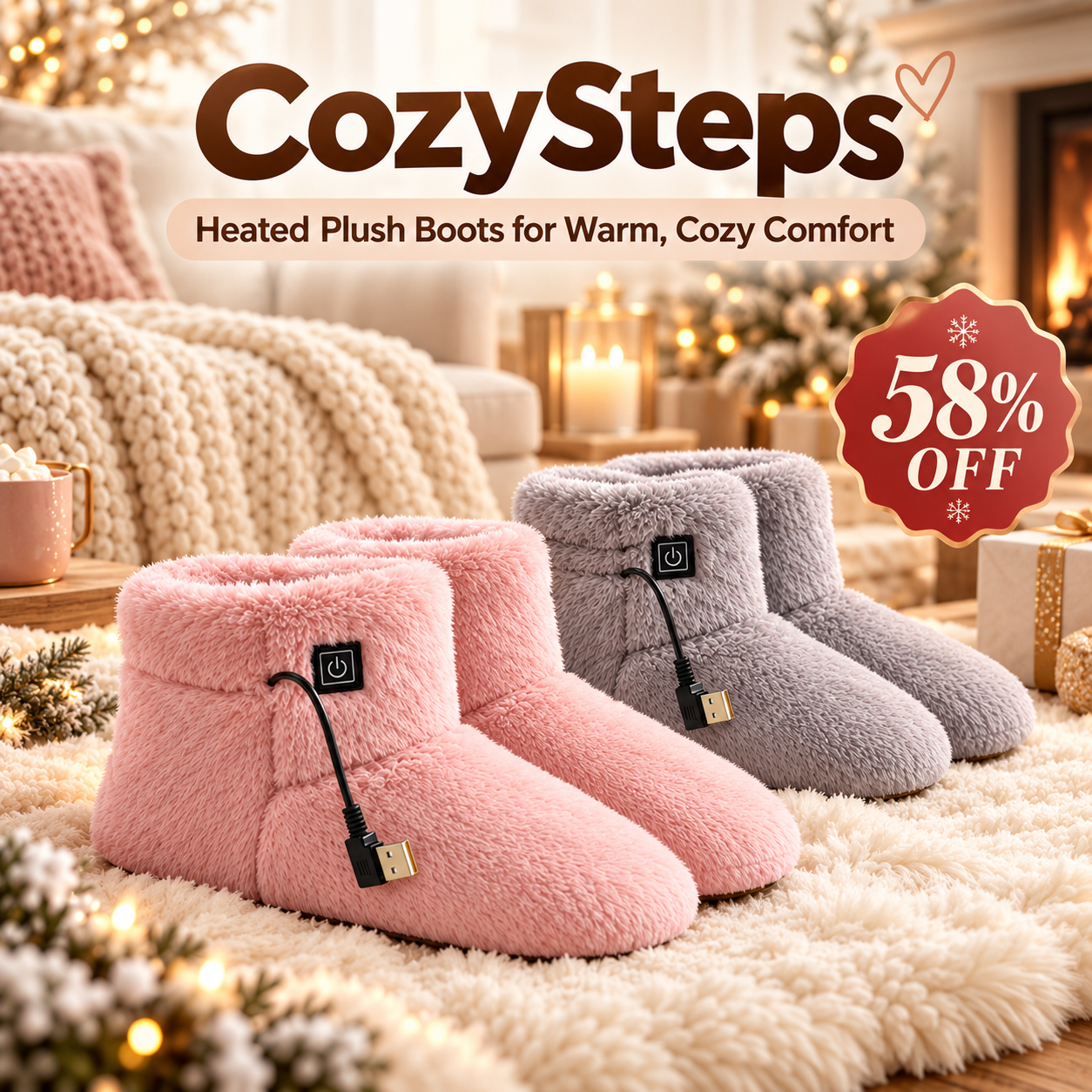 🔥 58% OFF TODAY — Heated Plush Boots | Soft USB-Powered Warmth for Cozy Winter Comfort